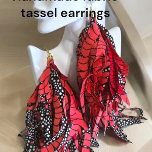 Handmade peach African fabric tassel Earrings #diycrafts
